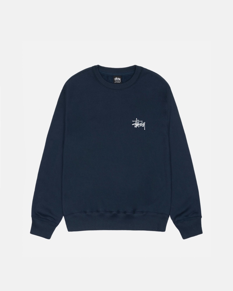 Felpe Stussy Basic Stüssy Crew Blu Marino | 79038-TQWH