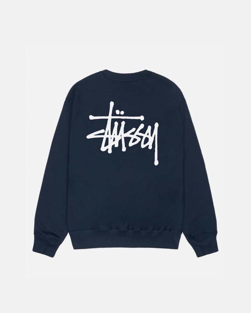 Felpe Stussy Basic Stüssy Crew Blu Marino | 79038-TQWH