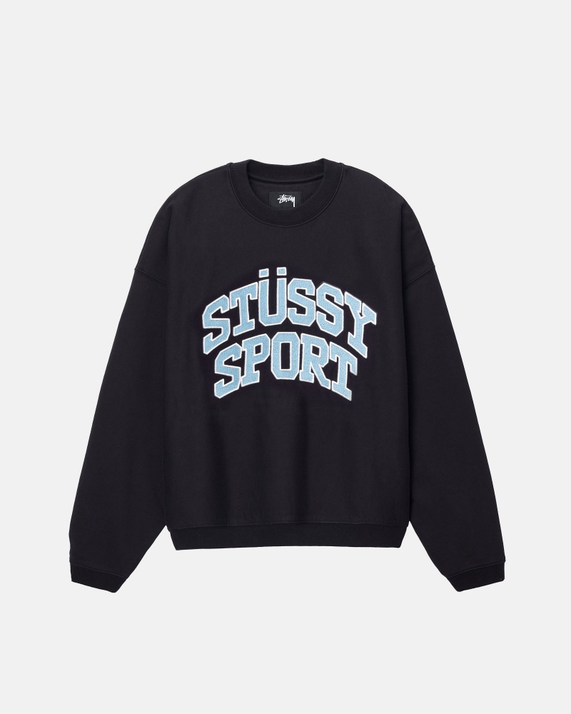 Felpe Stussy Sportive Relaxed Oversized Crew Nere | 68759-XWZL