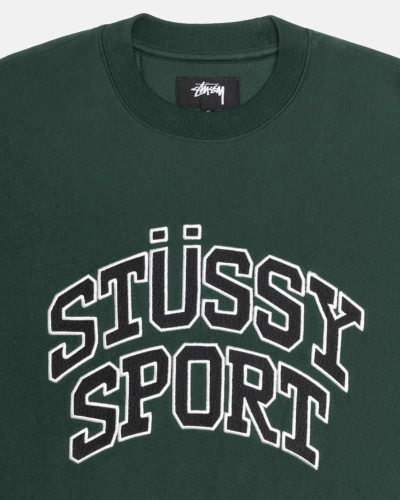 Felpe Stussy Sportive Relaxed Oversized Crew Verdi Profondo | 04938-YCEN