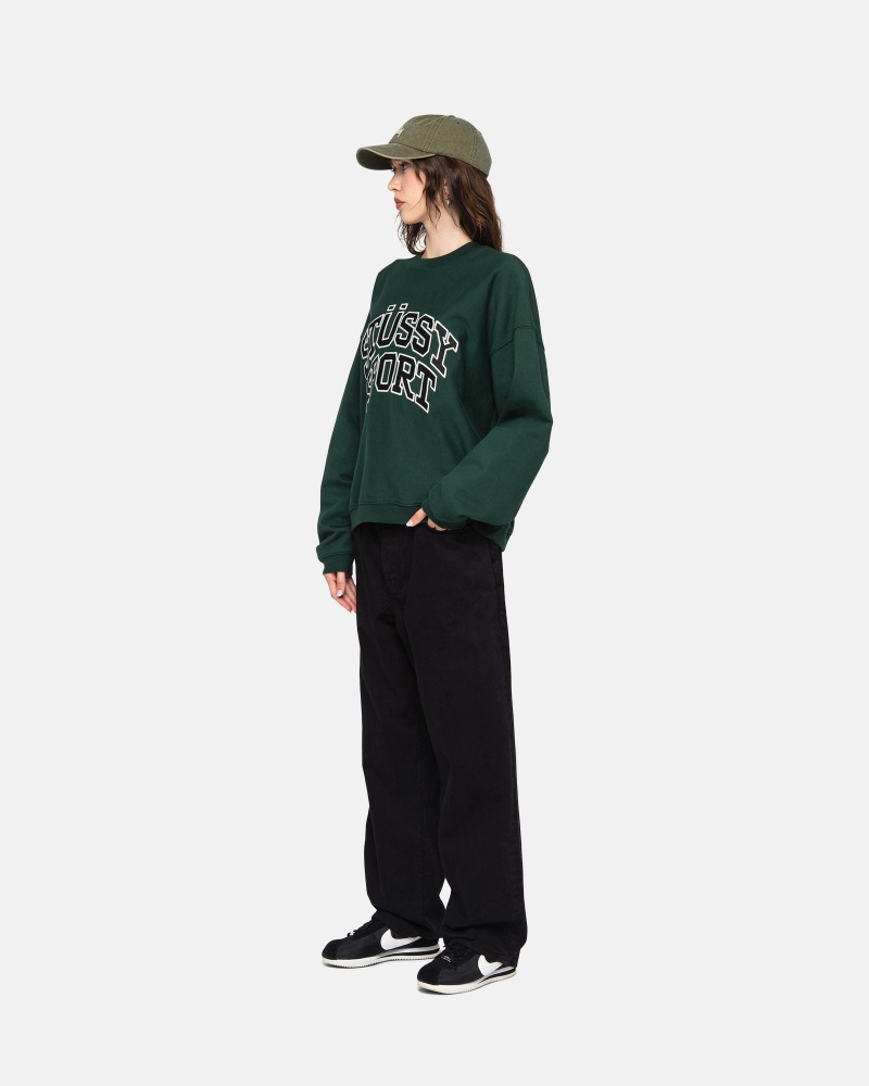 Felpe Stussy Sportive Relaxed Oversized Crew Verdi Profondo | 04938-YCEN