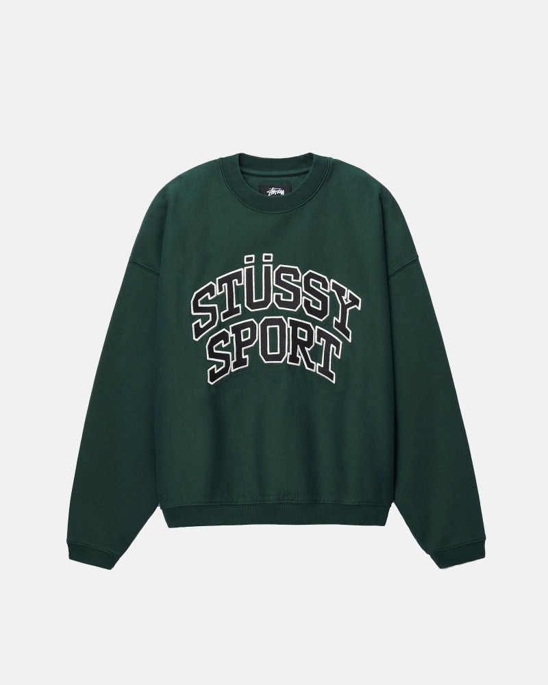 Felpe Stussy Sportive Relaxed Oversized Crew Verdi Profondo | 04938-YCEN