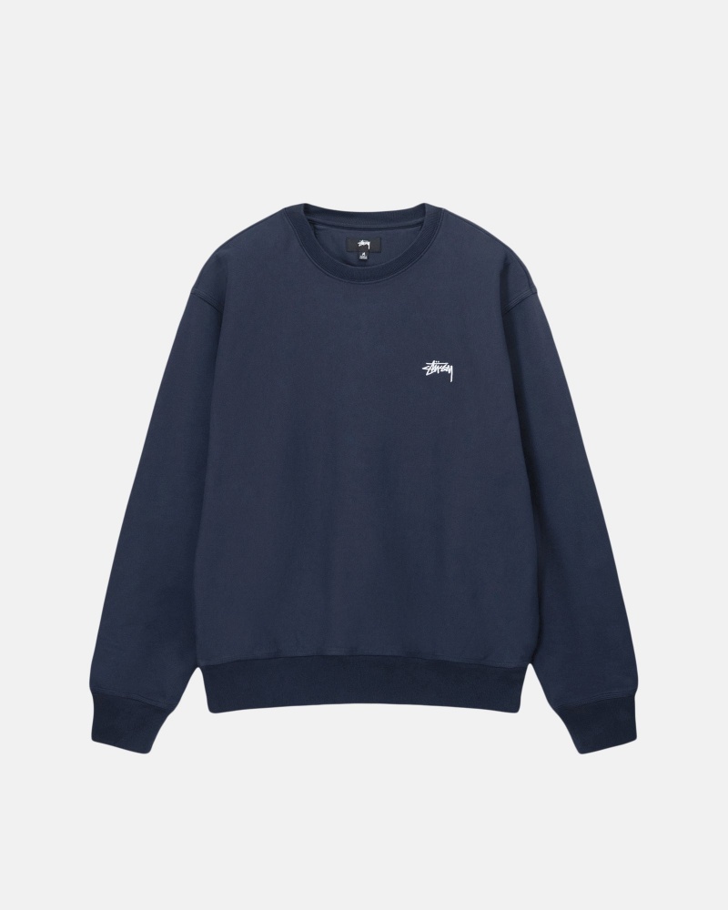 Felpe Stussy Stock Logo Crew Blu Marino | 06247-UNRZ