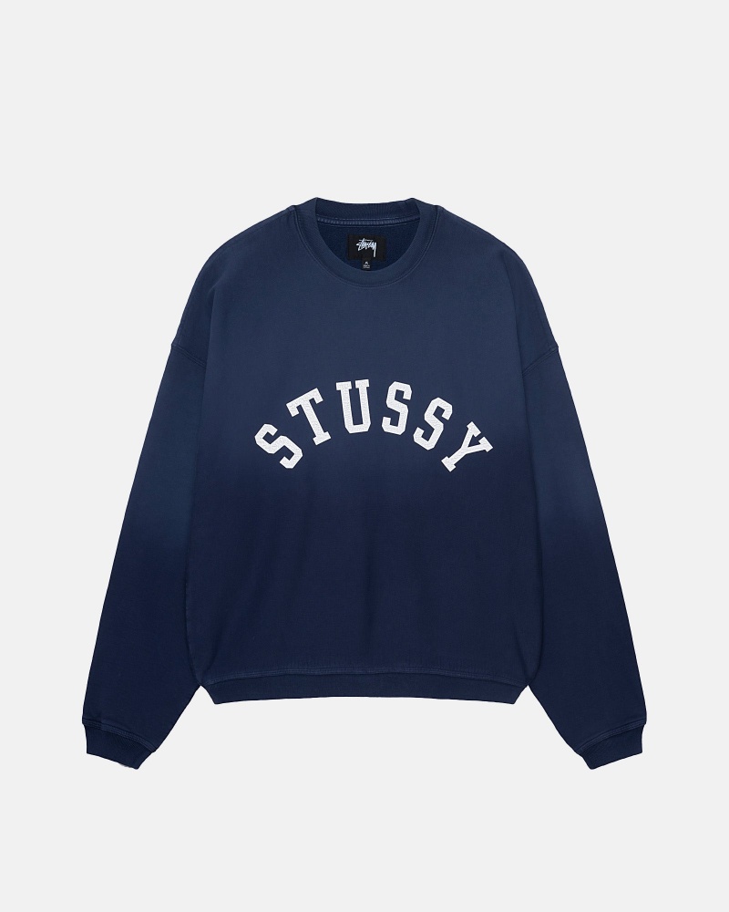 Felpe Stussy Sun Faded Oversized Crew Blu Marino | 23847-NPFI