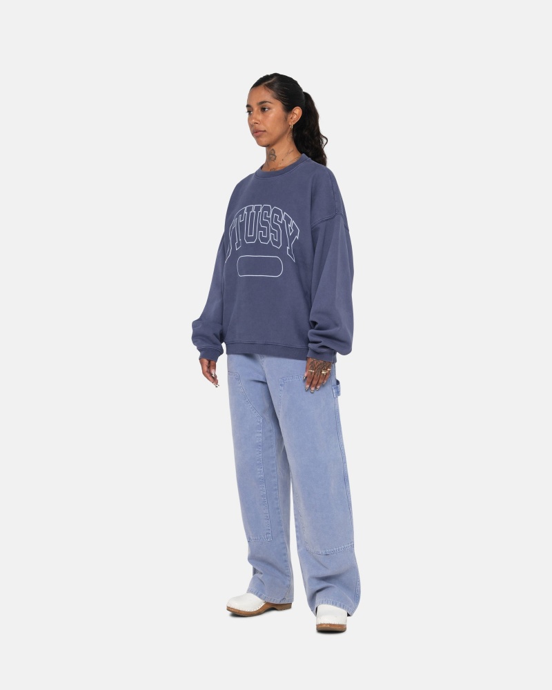 Felpe Stussy Varsity Oversized Crew Blu | 27053-SYBU