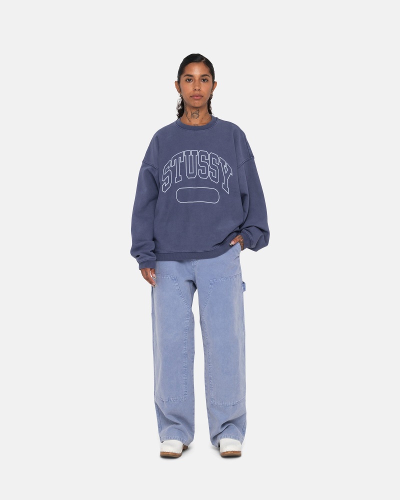 Felpe Stussy Varsity Oversized Crew Blu | 27053-SYBU