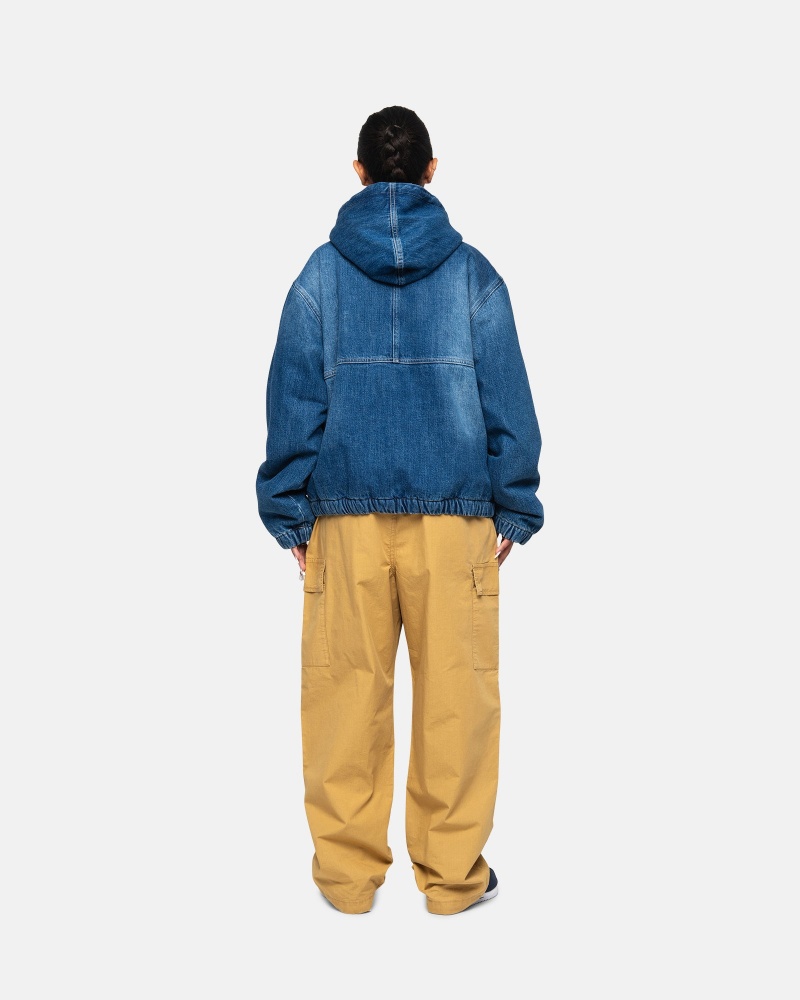 Giacche Stussy Lavoro Denim Sherpa Blu | 52690-WRSE