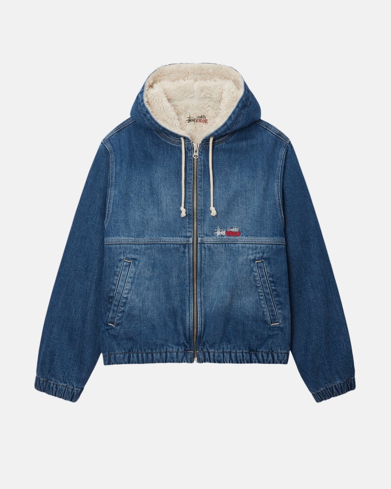 Giacche Stussy Lavoro Denim Sherpa Blu | 52690-WRSE