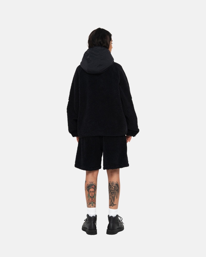 Giacche Stussy Sherpa Paneled Con Cappuccio Nere | 54731-XCZF