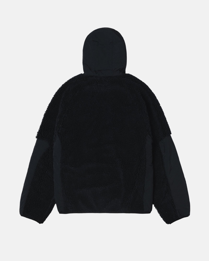 Giacche Stussy Sherpa Paneled Con Cappuccio Nere | 54731-XCZF