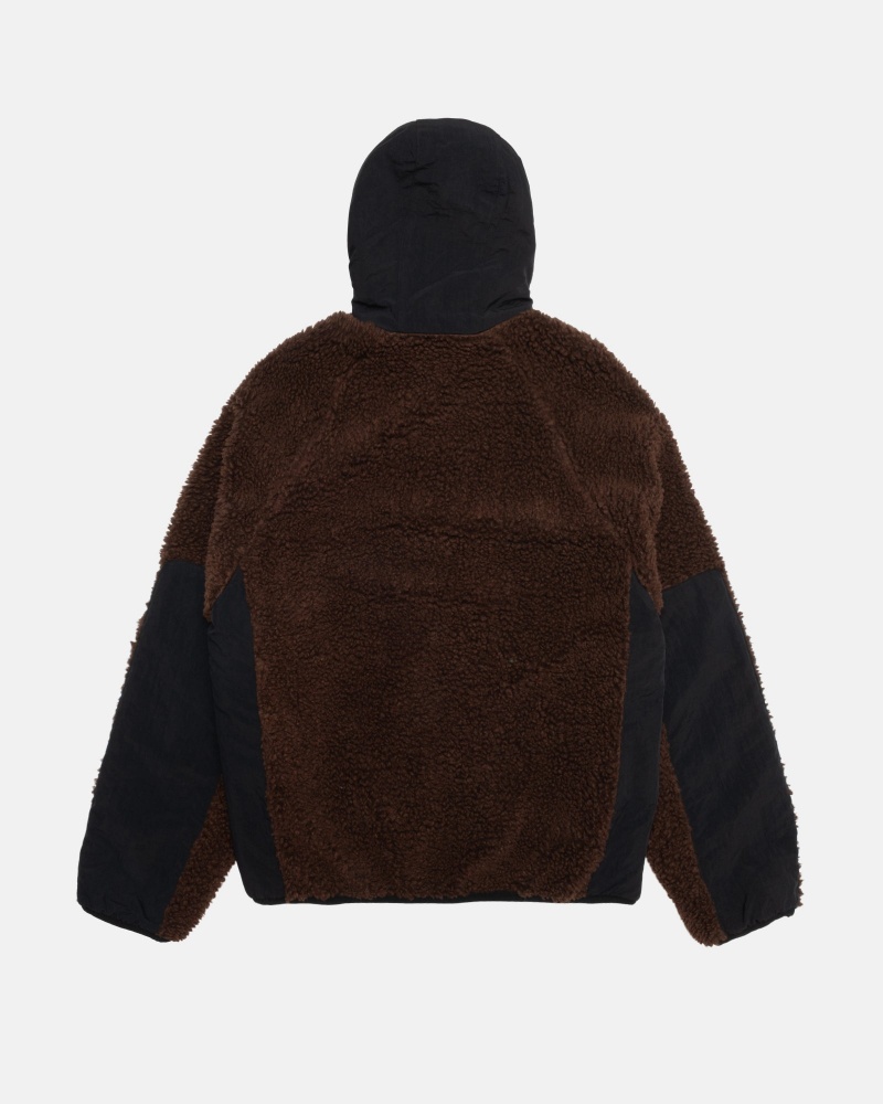 Giacche Stussy Sherpa Paneled Con Cappuccio Marroni | 43716-DJSW