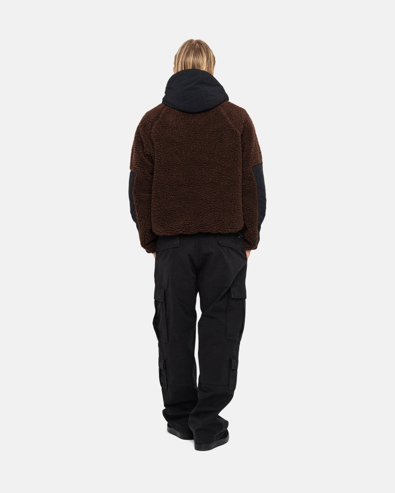 Giacche Stussy Sherpa Paneled Con Cappuccio Marroni | 43716-DJSW