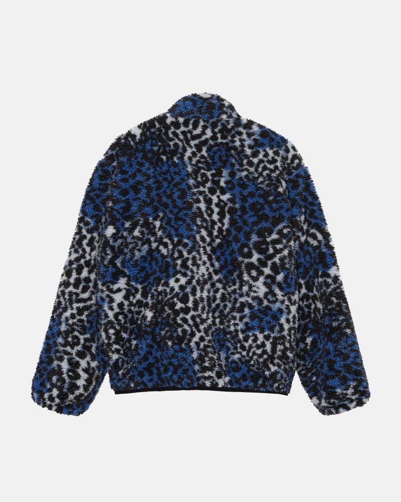 Giacche Stussy Sherpa Reversible Blu Leopardate | 02978-UBYV