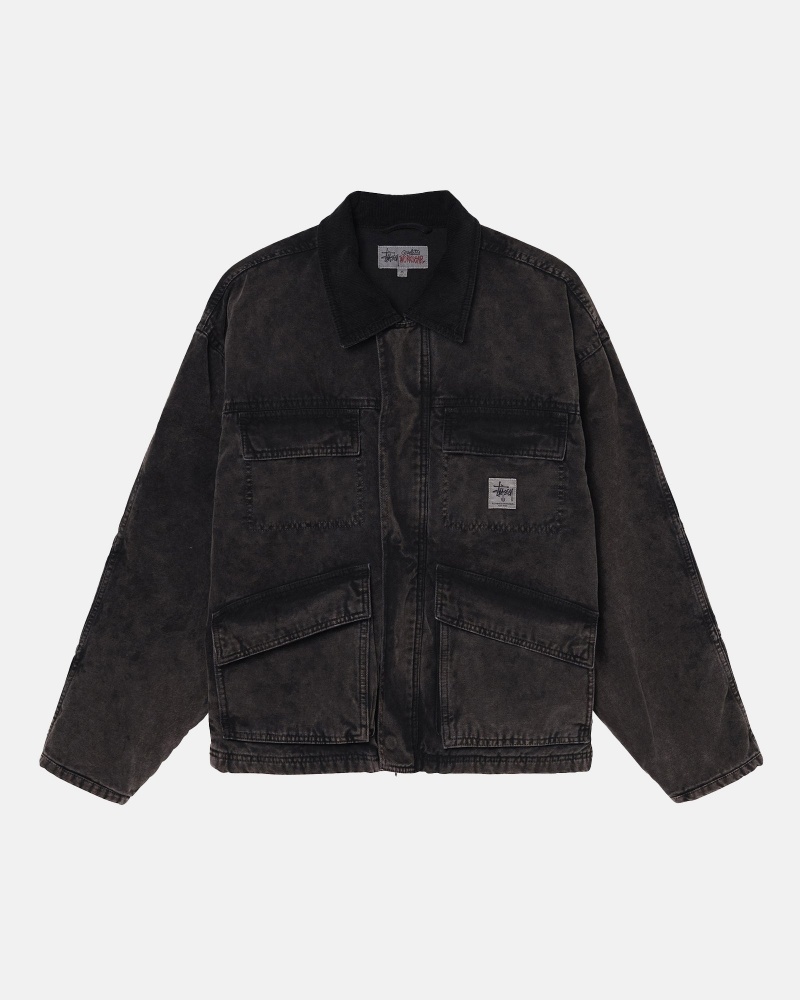 Giacche Stussy Shop Washed Tela Nere | 31469-DVYU