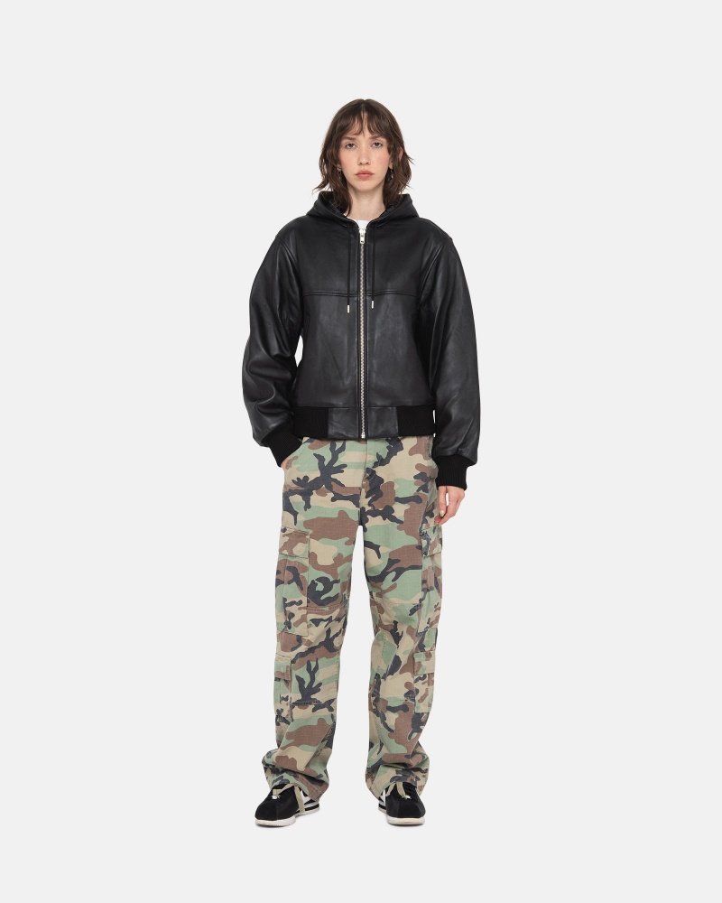 Giacche Stussy Ss Link Pelle Bomber Nere | 20846-LCRQ