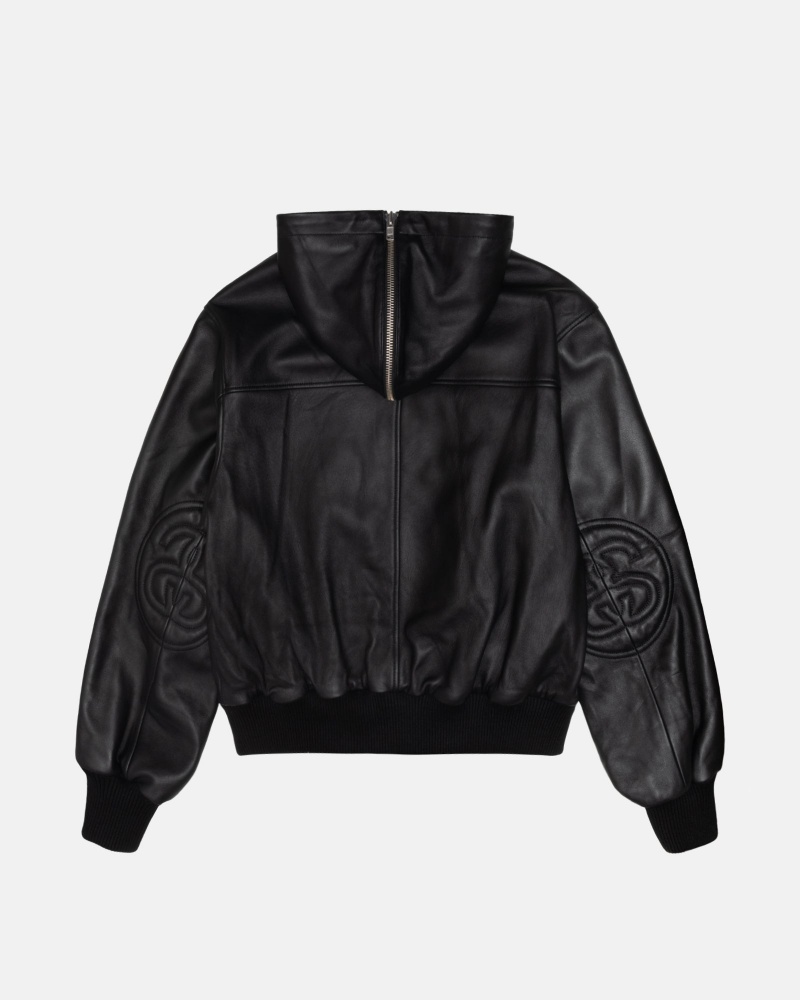 Giacche Stussy Ss Link Pelle Bomber Nere | 20846-LCRQ