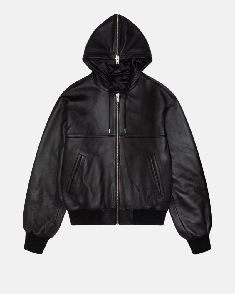 Giacche Stussy Ss Link Pelle Bomber Nere | 20846-LCRQ