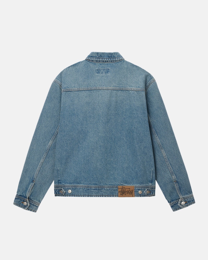 Giacche Stussy Zip Lavoro Denim Blu | 54810-MJGZ