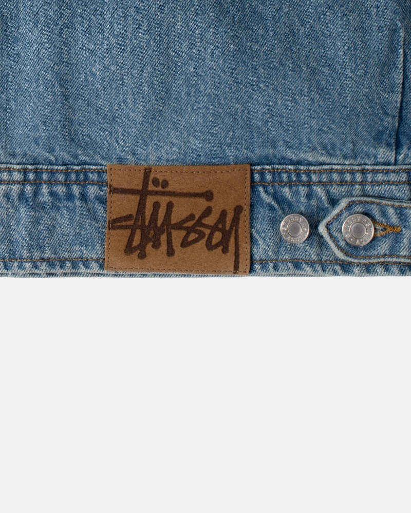 Giacche Stussy Zip Lavoro Denim Blu | 54810-MJGZ