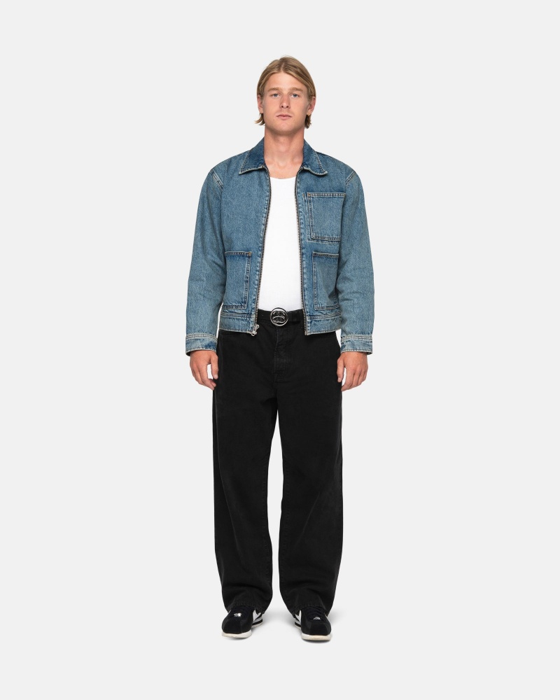 Giacche Stussy Zip Lavoro Denim Blu | 54810-MJGZ