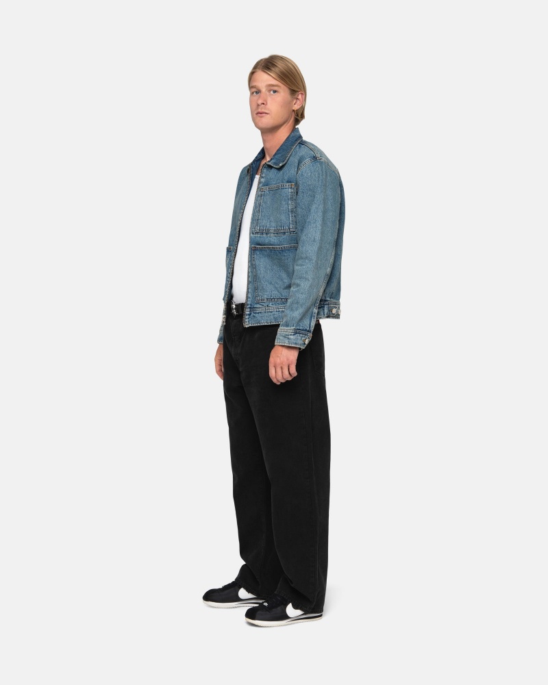 Giacche Stussy Zip Lavoro Denim Blu | 54810-MJGZ