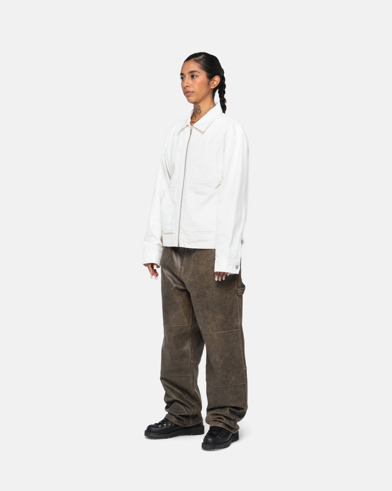 Giacche Stussy Zip Lavoro Overdyed Beige | 61028-WDVJ