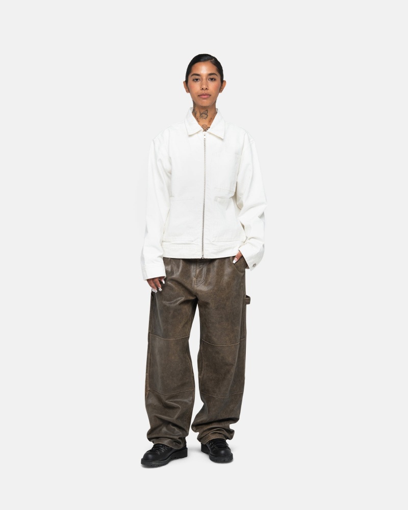 Giacche Stussy Zip Lavoro Overdyed Beige | 61028-WDVJ