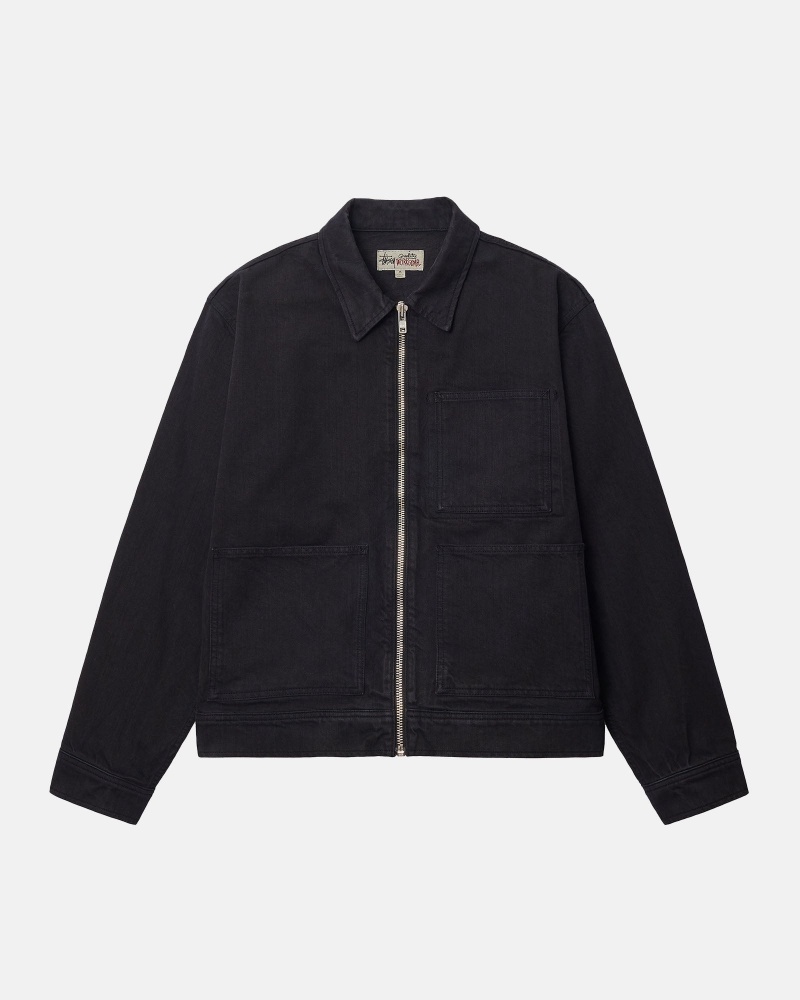 Giacche Stussy Zip Lavoro Overdyed Nere | 16385-UQTP