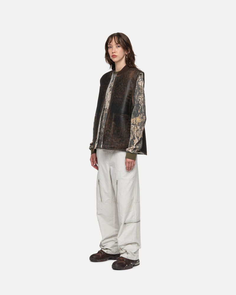 Gilet Stussy Reversible Shearling Workgear Marroni | 38509-HTXE