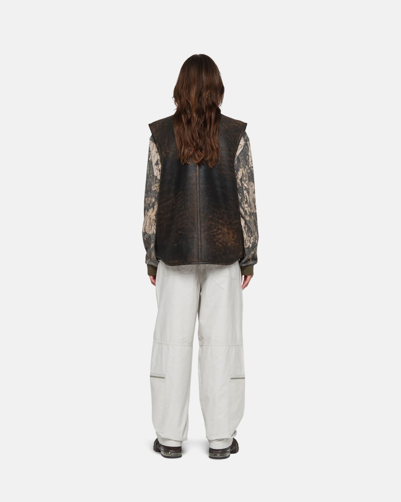 Gilet Stussy Reversible Shearling Workgear Marroni | 38509-HTXE