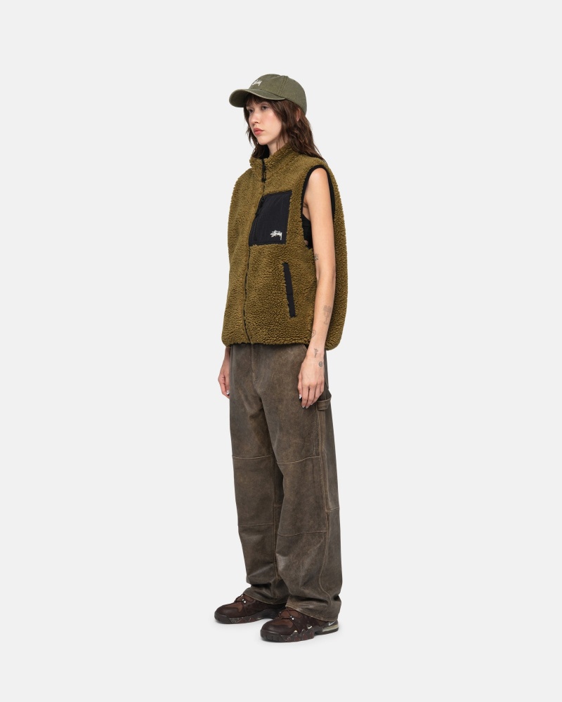 Gilet Stussy Sherpa Reversible  Verde Oliva | 53796-JSPY