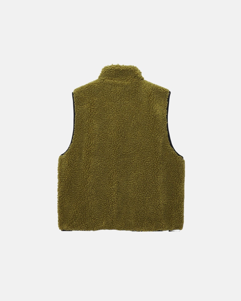 Gilet Stussy Sherpa Reversible  Verde Oliva | 53796-JSPY