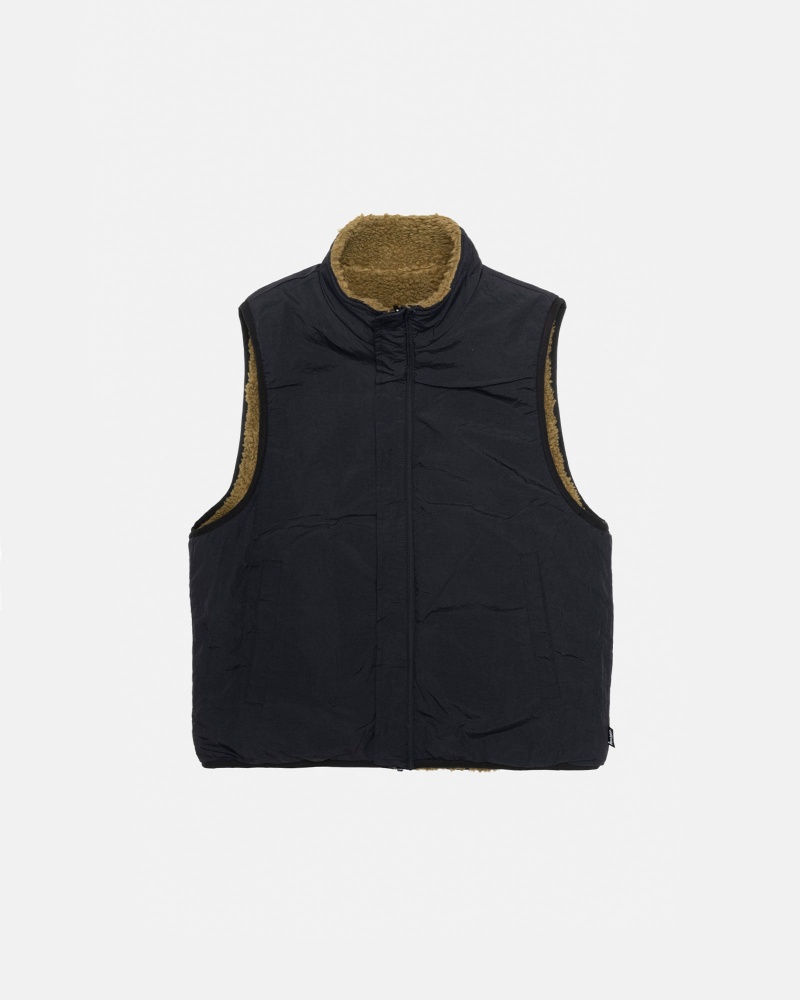 Gilet Stussy Sherpa Reversible  Verde Oliva | 53796-JSPY