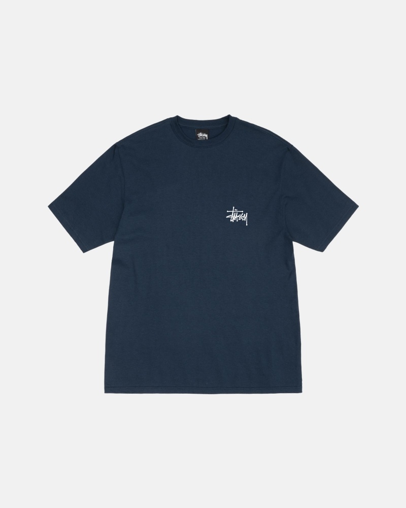 Magliette Stussy Basic Blu Marino | 92106-YMVQ