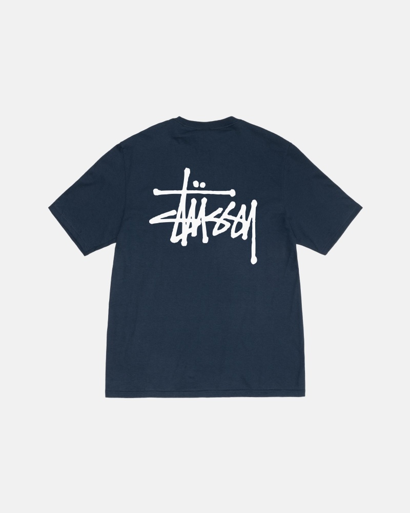 Magliette Stussy Basic Blu Marino | 92106-YMVQ