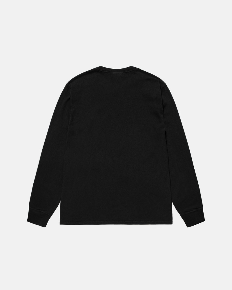 Magliette Stussy Small Stock Ls Pigment Dyed Nere | 75341-OZPL