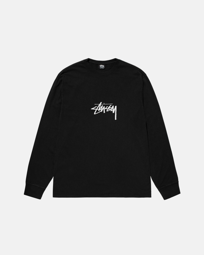 Magliette Stussy Small Stock Ls Pigment Dyed Nere | 75341-OZPL