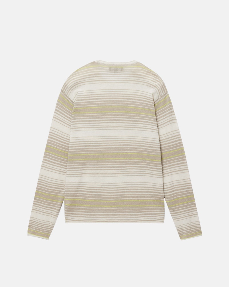 Maglioni Stussy Horizontal Stripe Beige | 90684-ZKRJ