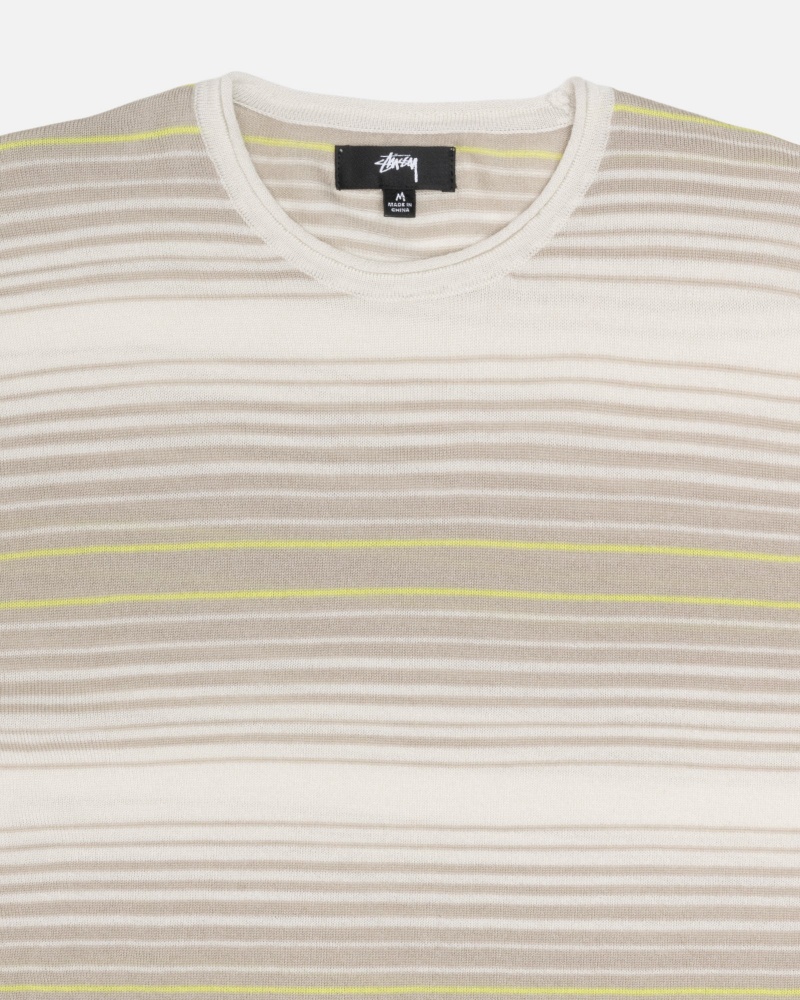 Maglioni Stussy Horizontal Stripe Beige | 90684-ZKRJ