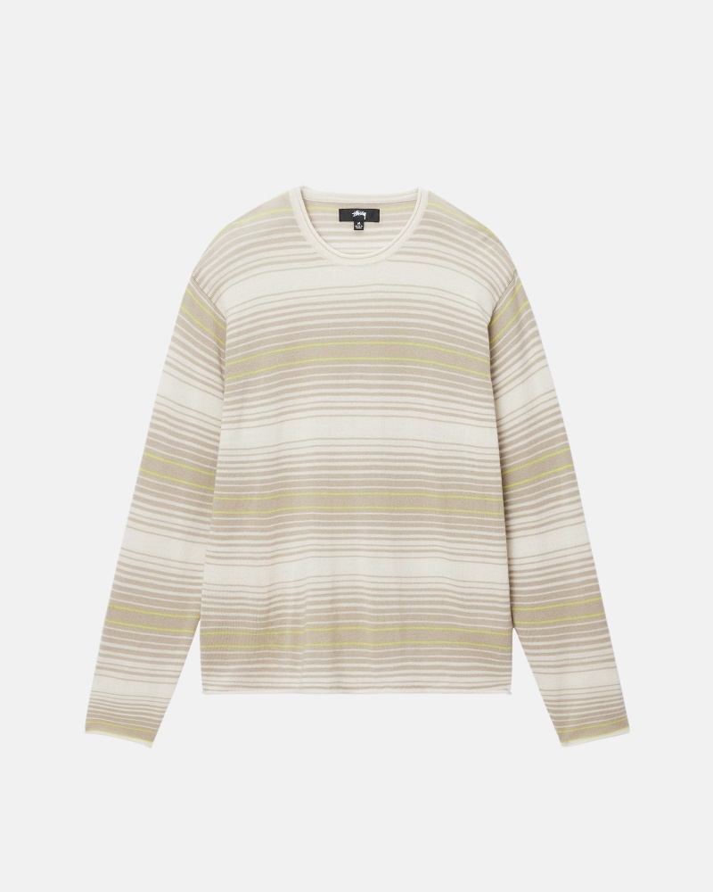 Maglioni Stussy Horizontal Stripe Beige | 90684-ZKRJ