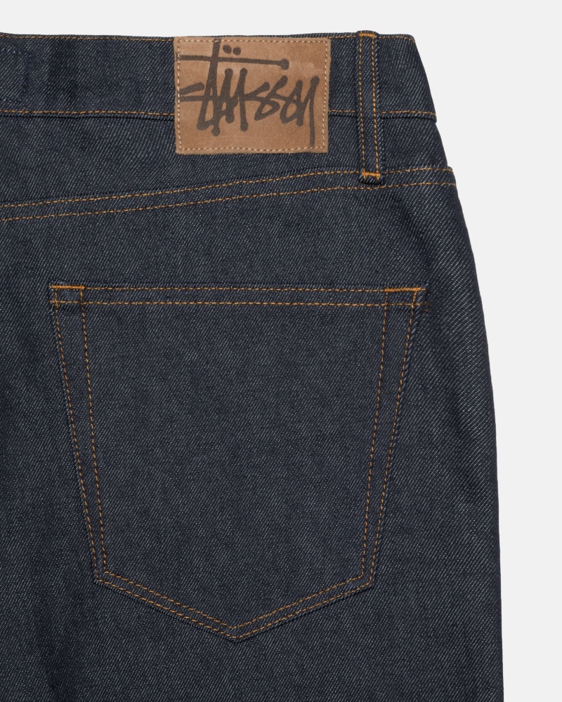 Pantaloncini Stussy Raw Denim Big Ol' Blu Marino | 69013-LNCA