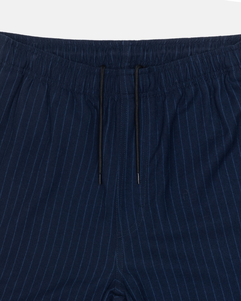 Pantaloni Stussy Beach Pant Lana Vergine Stripe Blu Marino | 98721-NUAH