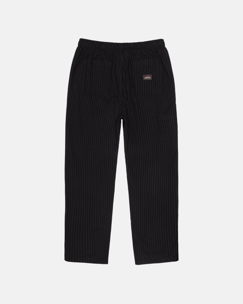 Pantaloni Stussy Beach Pant Lana Vergine Stripe Nere | 94032-QYDZ