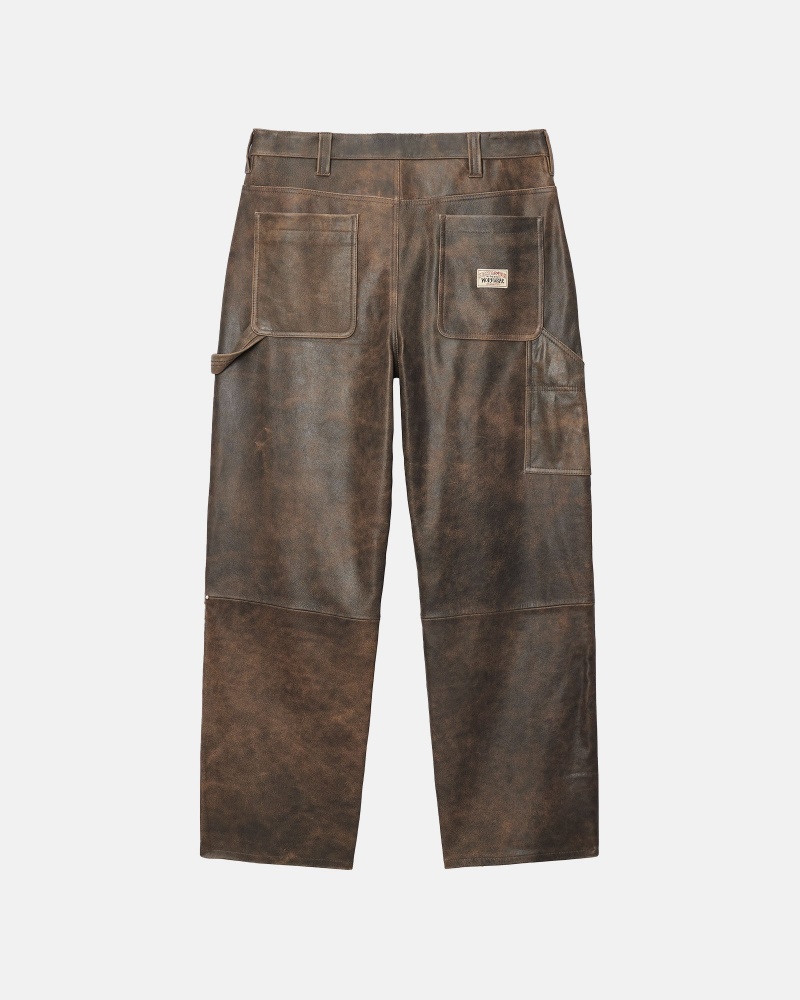 Pantaloni Stussy Lavoro Pant Distressed Pelle Marroni | 26937-YAZM