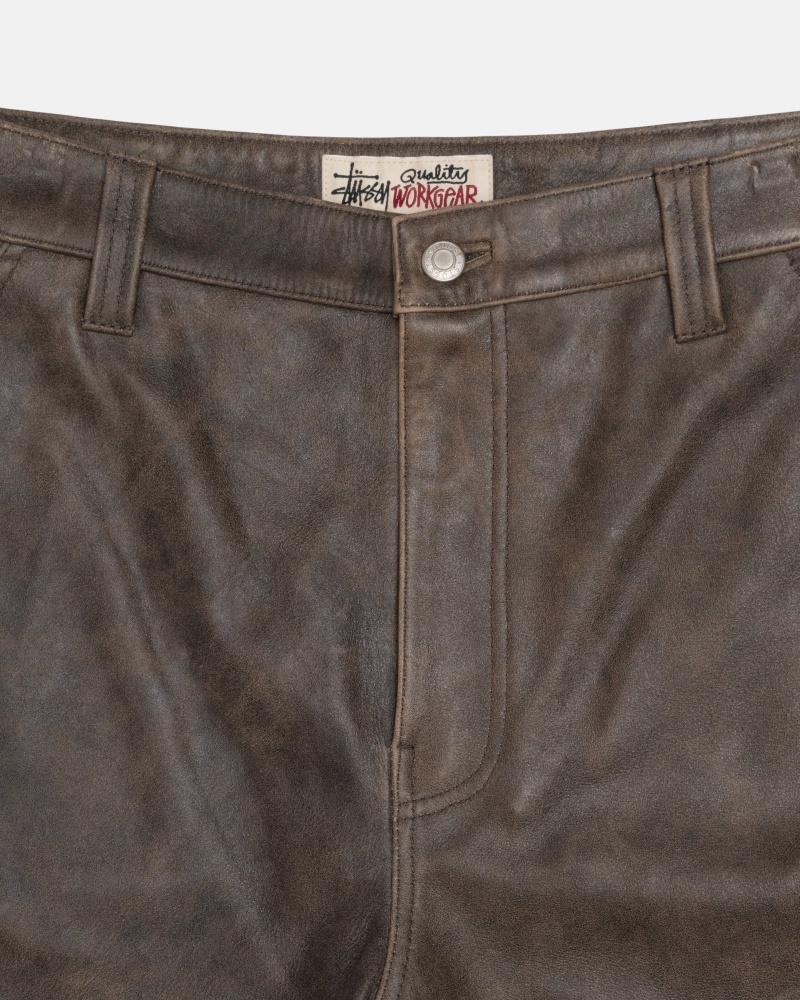 Pantaloni Stussy Lavoro Pant Distressed Pelle Marroni | 26937-YAZM