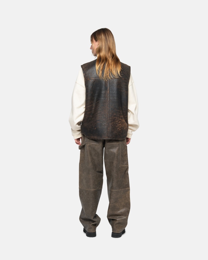 Pantaloni Stussy Lavoro Pant Distressed Pelle Marroni | 26937-YAZM