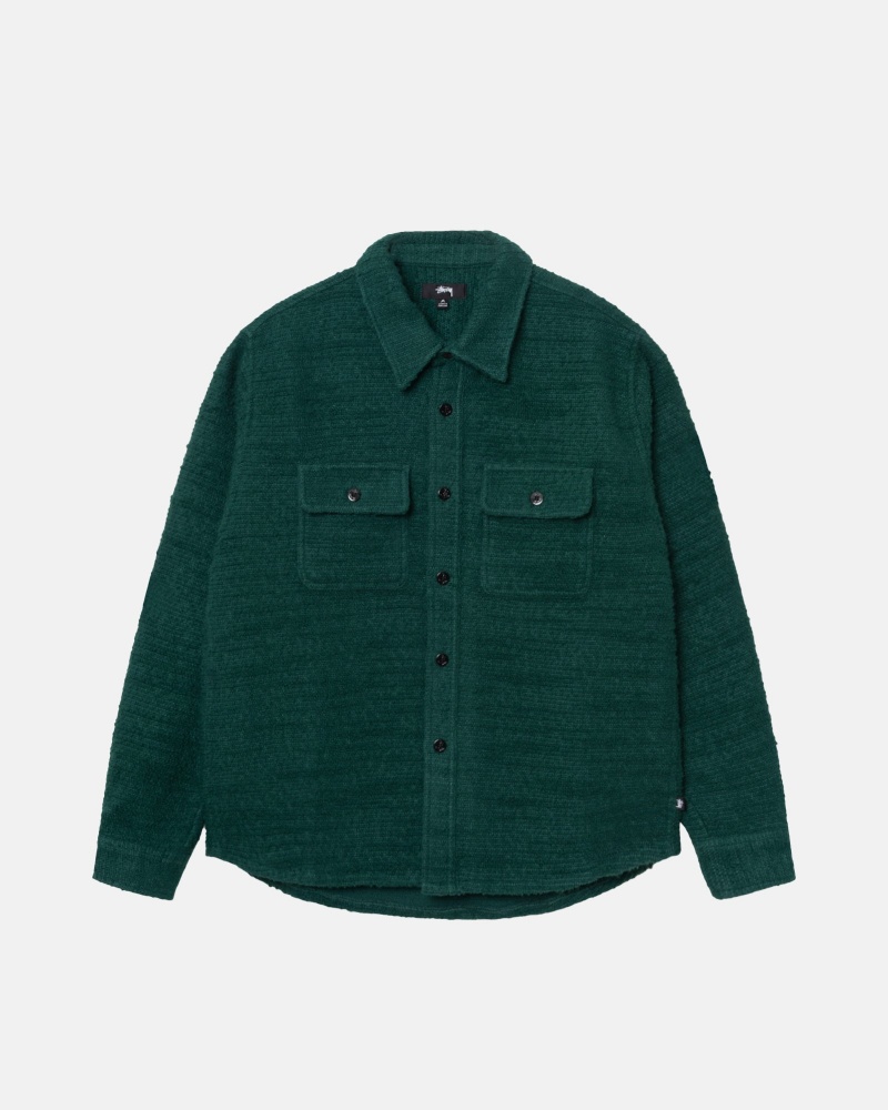 Shirts     Stussy Boucle Lana Vergine Cpo Verdi | 83410-HMGN