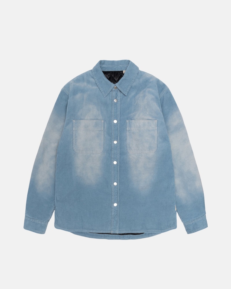 Shirts     Stussy Faded Corduroy Blu | 78126-SNBC