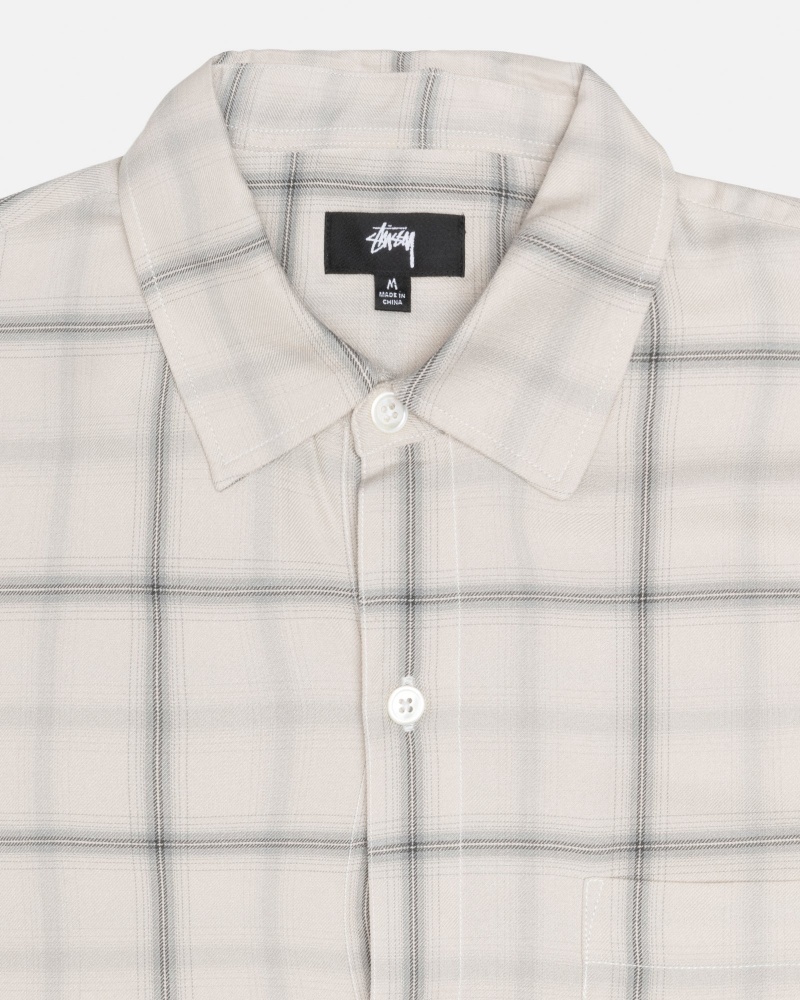 Shirts     Stussy Shadow Plaid Rayon Beige | 51934-IANQ