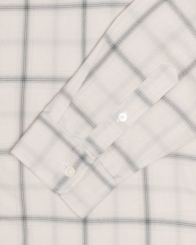 Shirts     Stussy Shadow Plaid Rayon Beige | 51934-IANQ